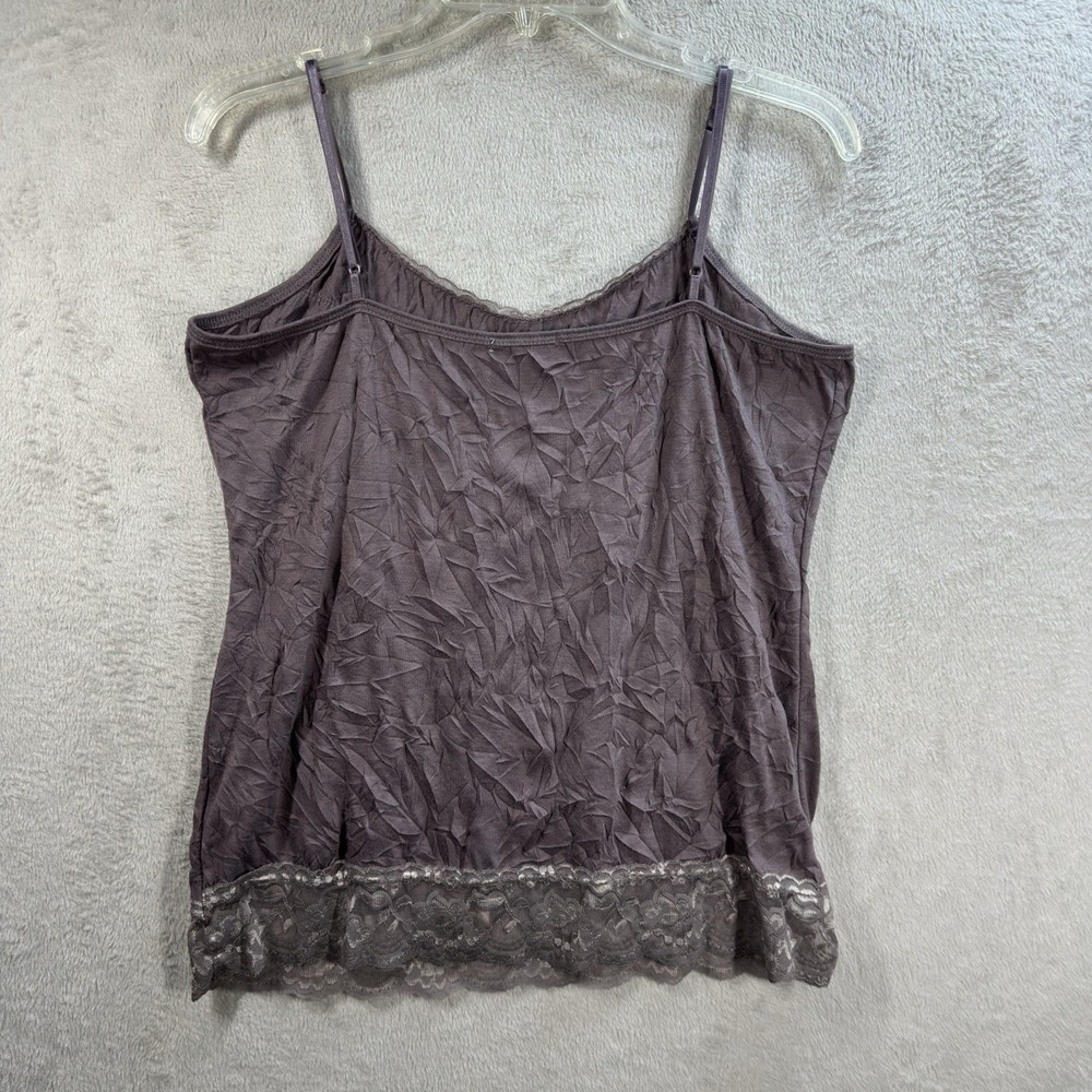 Maurices Womens Lace Trim Y2K Cami Tank Top Size L Forest Fairy Crinkle Preppy‎ - Picture 5 of 9